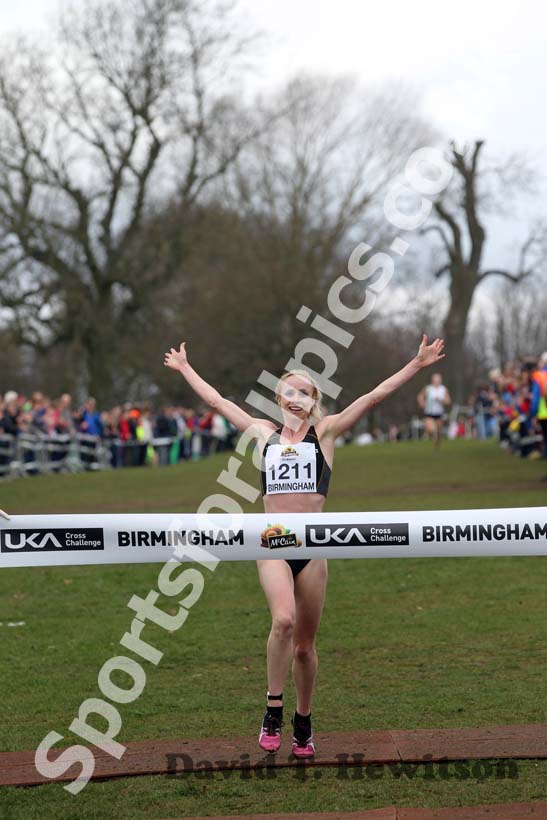 Gemma Steel (Leicestershire) wins the Senior Womens McCain Inter Counties Cross Country, Cofton Park, Birmingham.